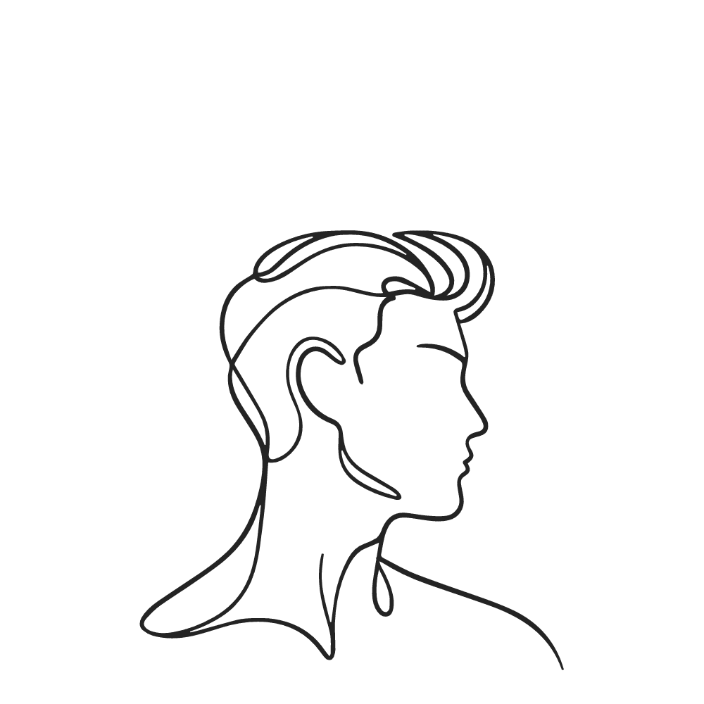 Minimal line icon of a man profile silhouette