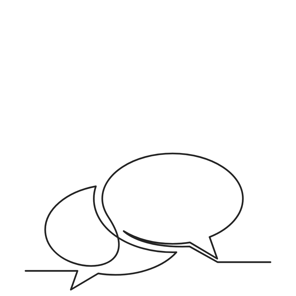 Minimal line icon showing two speech bubbles