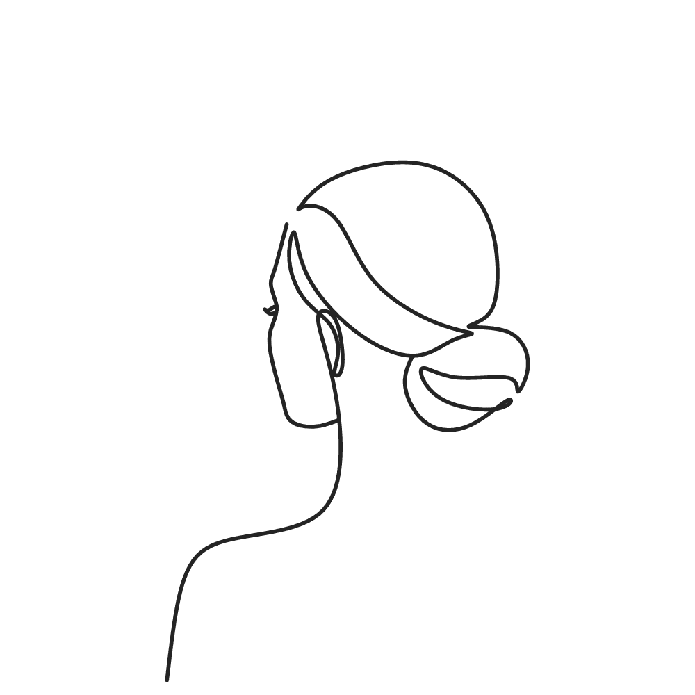 Minimal line icon of a woman profile silhouette